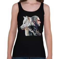 PRINTFASHION Witcher - fehér farkas - Női atléta - Fekete