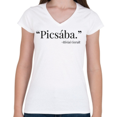 PRINTFASHION Witcher - Geralt - Picsába - Női V-nyakú póló - Fehér