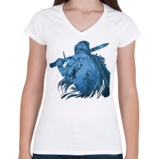 PRINTFASHION Witcher - Női V-nyakú póló - Fehér női póló