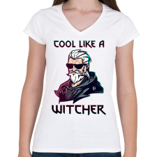 PRINTFASHION Witcher - Női V-nyakú póló - Fehér női póló