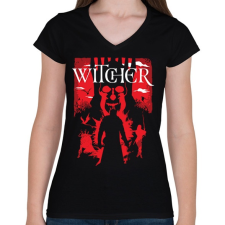 PRINTFASHION Witcher - Női V-nyakú póló - Fekete női póló