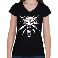PRINTFASHION Witcher - Női V-nyakú póló - Fekete női póló