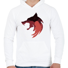 PRINTFASHION Witcher Red Wolf - Férfi kapucnis pulóver - Fehér férfi pulóver, kardigán