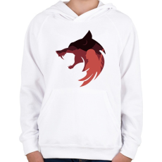 PRINTFASHION Witcher Red Wolf - Gyerek kapucnis pulóver - Fehér