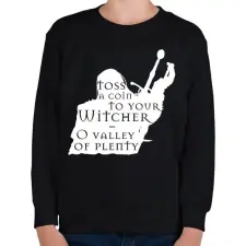 PRINTFASHION Witcher - Toss a coin... - Gyerek pulóver - Fekete gyerek pulóver, kardigán