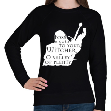 PRINTFASHION Witcher - Toss a coin... - Női pulóver - Fekete