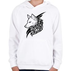 PRINTFASHION Wolf Black - Gyerek kapucnis pulóver - Fehér