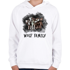 PRINTFASHION wolf family - Gyerek kapucnis pulóver - Fehér
