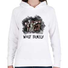 PRINTFASHION wolf family - Női kapucnis pulóver - Fehér női pulóver, kardigán