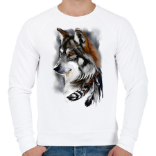 PRINTFASHION wolf - Férfi pulóver - Fehér férfi pulóver, kardigán