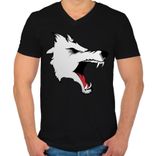 PRINTFASHION Wolf - Férfi V-nyakú póló - Fekete férfi póló