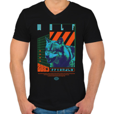 PRINTFASHION Wolf - Férfi V-nyakú póló - Fekete