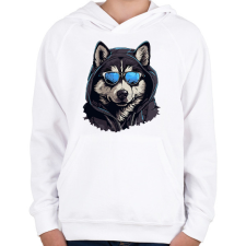 PRINTFASHION Wolf - Gyerek kapucnis pulóver - Fehér gyerek pulóver, kardigán