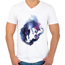 PRINTFASHION Wolf in the Sky - Férfi V-nyakú póló - Fehér férfi póló