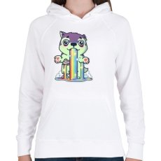 PRINTFASHION wolf-rainbow - Női kapucnis pulóver - Fehér