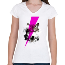 PRINTFASHION Wolf rocks - Női V-nyakú póló - Fehér