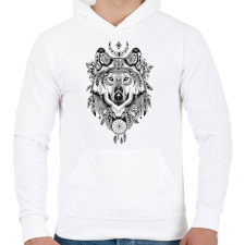 PRINTFASHION Wolf Tattoo drawing - Férfi kapucnis pulóver - Fehér férfi pulóver, kardigán
