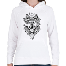 PRINTFASHION Wolf Tattoo drawing - Női kapucnis pulóver - Fehér