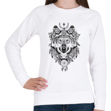 PRINTFASHION Wolf Tattoo drawing - Női pulóver - Fehér női pulóver, kardigán