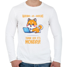 PRINTFASHION Work-a-holic - Férfi hosszú ujjú póló - Fehér férfi póló