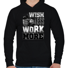 PRINTFASHION WORK MORE - Férfi kapucnis pulóver - Fekete férfi pulóver, kardigán