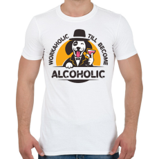 PRINTFASHION Workaholic - Alcoholic - Férfi póló - Fehér