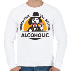 PRINTFASHION Workaholic - Alcoholic - Férfi pulóver - Fehér