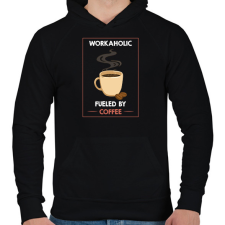 PRINTFASHION Workaholic fueled by coffee - Férfi kapucnis pulóver - Fekete férfi pulóver, kardigán