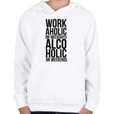 PRINTFASHION Workaholic on weekdays - Gyerek kapucnis pulóver - Fehér