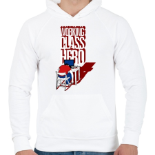 PRINTFASHION Working class hero - Férfi kapucnis pulóver - Fehér férfi pulóver, kardigán