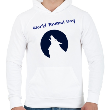 PRINTFASHION world animal day - Férfi kapucnis pulóver - Fehér férfi pulóver, kardigán