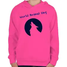 PRINTFASHION world animal day - Gyerek kapucnis pulóver - Fukszia gyerek pulóver, kardigán