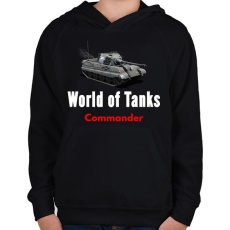 PRINTFASHION world of tanks commander - Gyerek kapucnis pulóver - Fekete