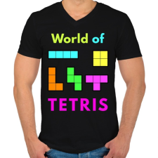 PRINTFASHION WORLD OF TETRIS - Férfi V-nyakú póló - Fekete férfi póló