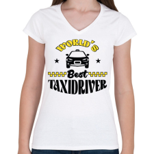 PRINTFASHION World's best taxidriver - Női V-nyakú póló - Fehér női póló