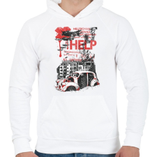 PRINTFASHION World war II - Férfi kapucnis pulóver - Fehér férfi pulóver, kardigán