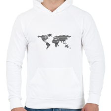 PRINTFASHION Worldmap  - Férfi kapucnis pulóver - Fehér férfi pulóver, kardigán