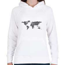 PRINTFASHION Worldmap  - Női kapucnis pulóver - Fehér női pulóver, kardigán