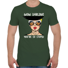 PRINTFASHION Wow Darling - Pop art - Férfi póló - Katonazöld