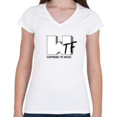 PRINTFASHION Wtf hapenned with music - parody - Női V-nyakú póló - Fehér