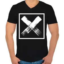 PRINTFASHION X jel - Férfi V-nyakú póló - Fekete férfi póló