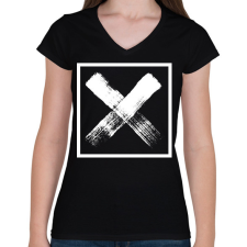 PRINTFASHION X jel - Női V-nyakú póló - Fekete női póló