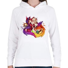 PRINTFASHION Xayah&Rakan - Női kapucnis pulóver - Fehér női pulóver, kardigán