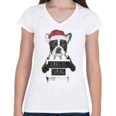 PRINTFASHION Xmas is coming - Női V-nyakú póló - Fehér