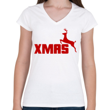PRINTFASHION XMAS - Női V-nyakú póló - Fehér női póló