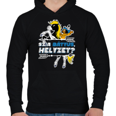 PRINTFASHION Yakari - Szia Bátyus, helyzet? - Férfi kapucnis pulóver - Fekete