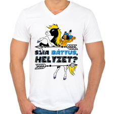 PRINTFASHION Yakari - Szia Bátyus, helyzet? - Férfi V-nyakú póló - Fehér férfi póló