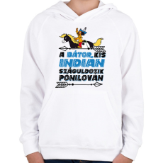 PRINTFASHION Yakari - Yakari a bátor kis indián - Gyerek kapucnis pulóver - Fehér