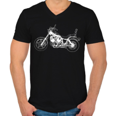 PRINTFASHION Yamaha Virago - Férfi V-nyakú póló - Fekete