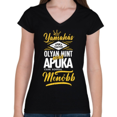 PRINTFASHION Yamahás apuka - Női V-nyakú póló - Fekete